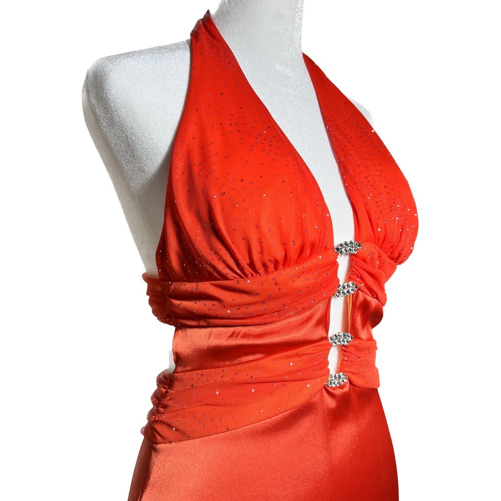Orange Rhinestone Prom/Homecoming Gown